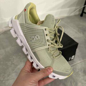 On Running Light Sage Green and White Cloudswift Sneakers